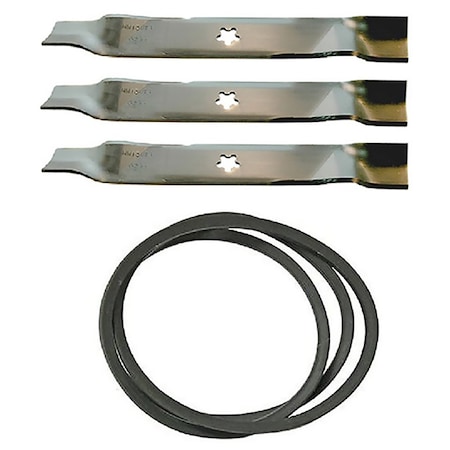Aic Replacement Parts 46 Deck Mulching Blades & Deck Belt Kit Fits Husqvarna Riding Mowers 176084BELT